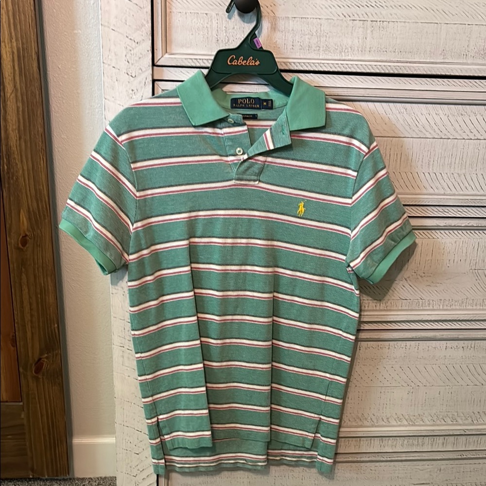 Polo by Ralph Lauren Green Striped Men's Polo Shirt